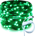 RUICHEN 20 Ft 120 LED USB Fairy String Lights with On/Off Switch, Waterproof Copper Wire Lights for Bedroom Wall Ceiling Wreath Christmas Halloween St. Patrick's Day, Green