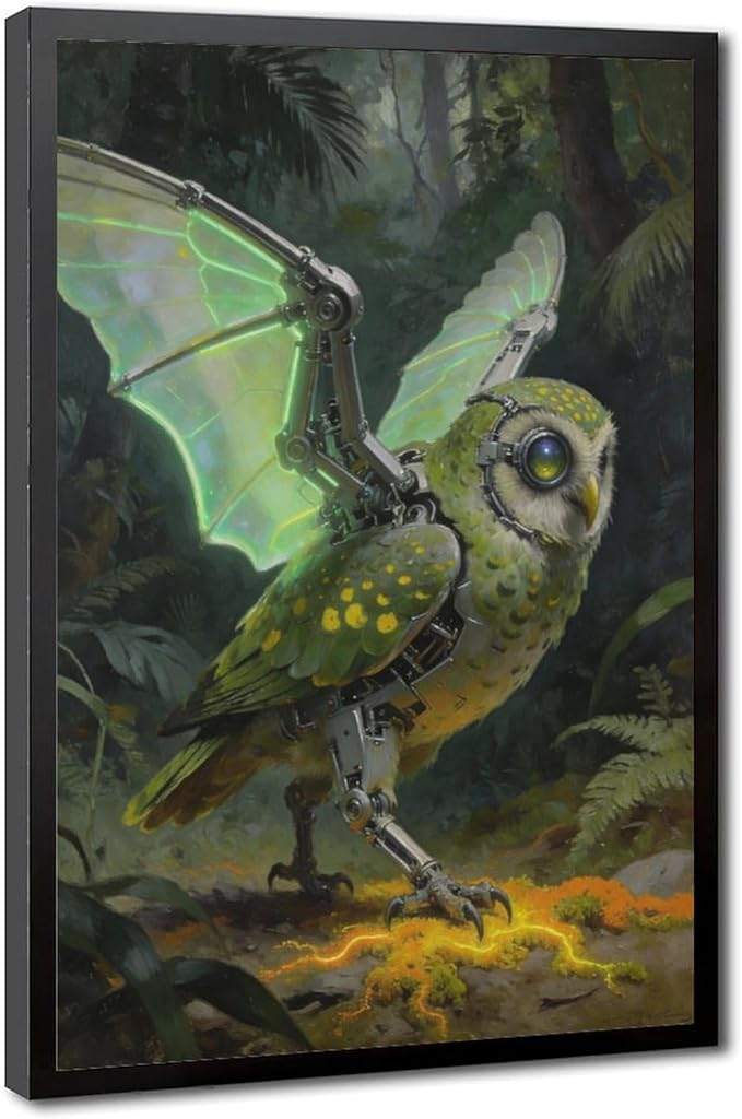 Framed Cyber Fantasy Wall Art for Living Room And Home Office Modern Sci Fi Nature Inspired Decor 20x30in