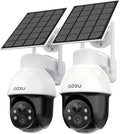 aosu 3K/5MP Solar Security Cameras System Wireless Outdoor, Battery Powered WiFi Camera for Home Security, Panoramic PTZ, Auto Tracking, Human/Vehicle Detection, Color Night Vision (2 Pack)