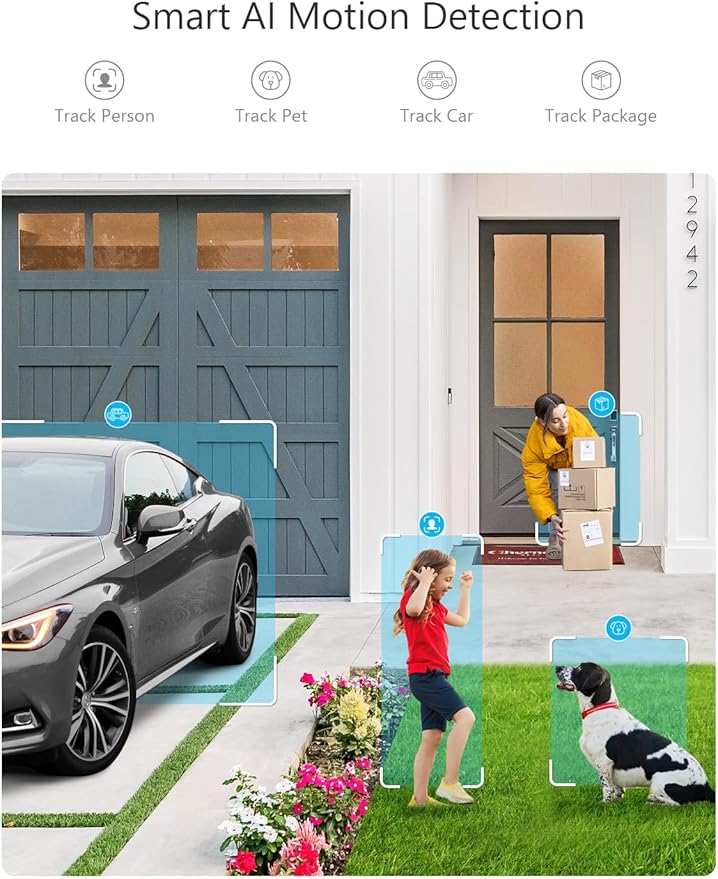 Security Cameras Wireless Outdoor Magnetic, 2.4G WiFi 2K Battery Powered, AI Motion Detection, Color Night Vision, 2-Way Talk, Waterproof,Cloud/SD Storage, Compatible with Alexa (White-1Pack)