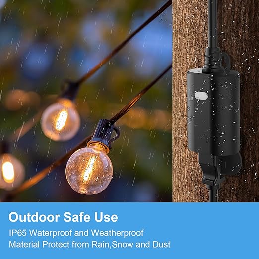 New One Smart Dimmer Plug Outdoor, IP65 Waterproof WiFi Dimmable Smart Outlet, Compatible with Google Assistant, Alexa