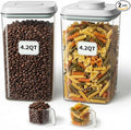 Melovom Pop Airtight Food Storage Containers Set with Lids, Large 4.2Qt/4L Food Containers with Scoop, Kitchen Pantry Organization and Storage, BPA Free Stackable Cereal Container (2 * 4.2Qt)