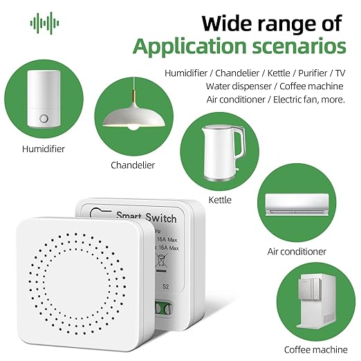 VIPMOON WiFi Smart Light Switch, Mini Smart Breaker Module, APP/Voice Remote Control, Compatible with Alexa, Google Home, Tuya/Smart Life (1/2 Way, AC 100-240V)