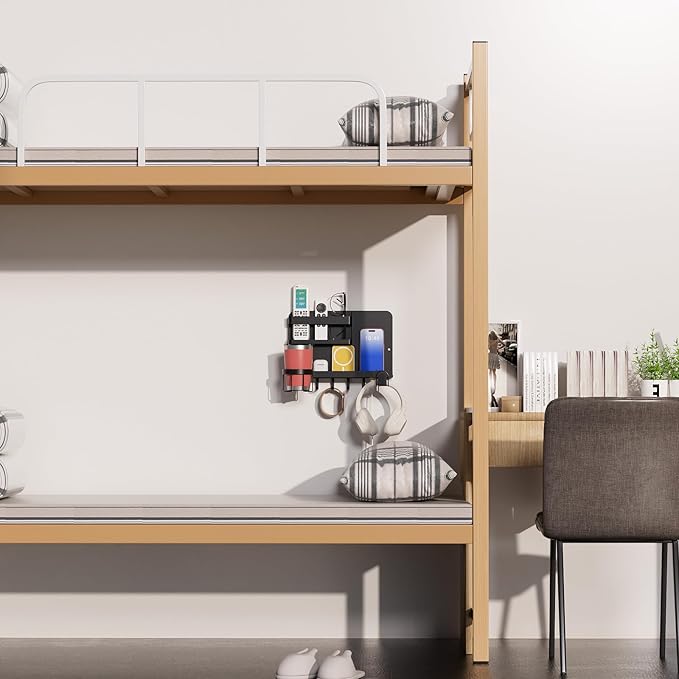 Versatile Bedside Wall Organizer, Floating Bedside Shelves, Wall Mount Essential Accessories for Room Decor, Dorm, Makeup Organizer, Remote Control Holder，Night Stand