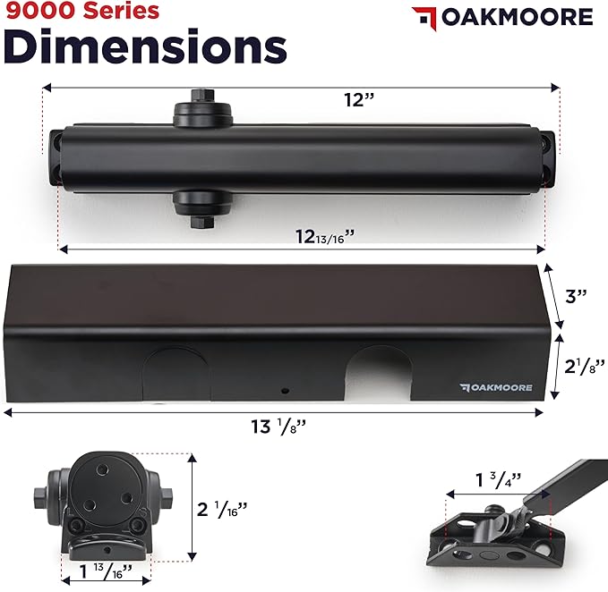 Heavy Duty Commercial Door Closer, ADA UL Grade 1 Listed Automatic Self Closing Door Hinges, Door Closers Commercial High Traffic, Auto Door Closer, Hydraulic Spring Soft Close (Black)
