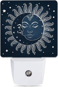 Vintage Sun Moon Night Light, Dusk to Dawn Smart Sensor Nightlight for Bedroom Bathroom Kitchen Hallway Stairs Hallway, Plug-in, Energy Efficient Decor Desk Lamp Gifts