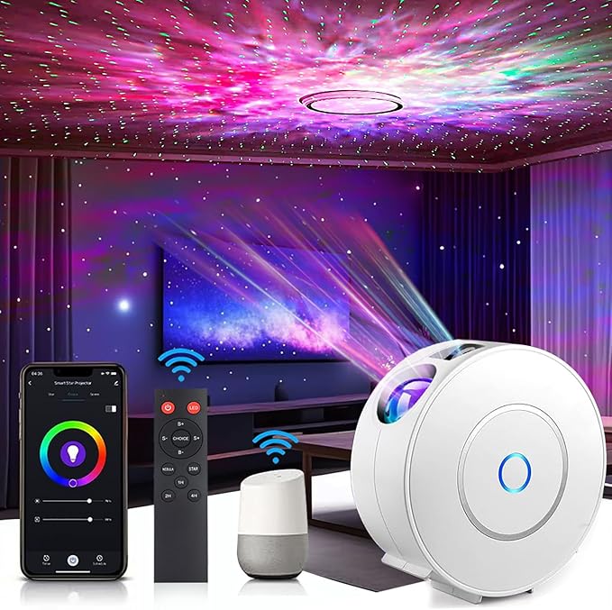 Galaxy Projector for Bedroom, Star Projector,Smart APP & Voice Control Galaxy lamp, Compatible with Alexa & Google Home, for Kids Adults Bedroom,Room Decor,Game Room,Party (Green Stars)