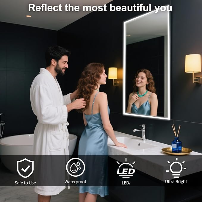 Vanity Mirror Lights, 13FT White LED Light Strip with Button Control & Dimming, USB Powered Makeup Lighting for Vanity Table, Bathroom & Bedroom Mirror Lights Stick on(Mirror Not Included)