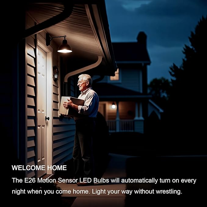 Motion Sensor Light Bulbs, 5500K Daylight Motion Activated Dusk to Dawn Security Light Bulb, 13W(100W Equivalent) E26 BR30 Security LED Bulb Outdoor/Indoor, 3 Pack