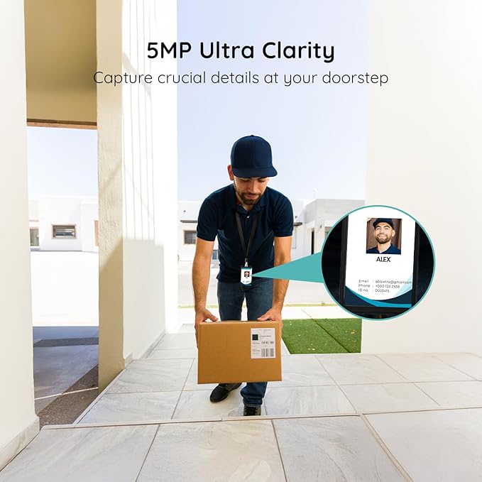 BOIFUN 5MP Video Doorbell Camera Wireless – Sharper Than 2K, No Subscription, 166° Wide View, HDR Night Vision, Smart Human Detection, Two-Way Audio & Battery Doorbell with Chime, 2.4 GHz Wi-Fi Only