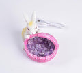 AMOYSTONE Amethyst Rabbit Night Light with Ceramic Sculpture, USB Powered Easter Home Decor Lamp for Bedroom Kids Room Gift