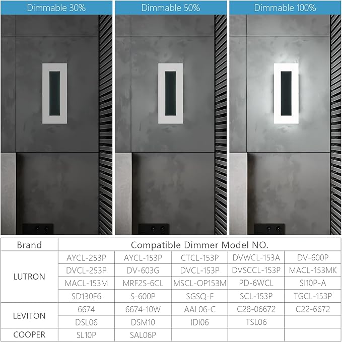 LMQNINE Modern Dimmable LED Wall Sconces Set of Two with 10%-100% Brightness Wall Light 9W 6000K Acrylic Black Wall Sconces Wall Lighting for Bedroom Living Room Hallway Staircase Corridor