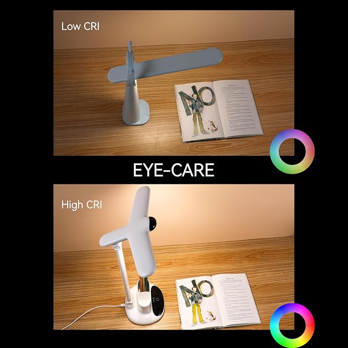 VAVOFO Eye-Caring Wireless Desk Lamp 6785 - Touch Control, 2700-7000K Color Temperature, 700 Lumens, Dual-Head Design, Pen Holder, USB-C Charging, 2400mAh Battery, 2.5hrs Wireless Use (White)