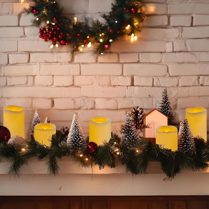 flameless Pillar Candles with Remote,Candles Battery Operated, Led Candles Flickering Real Wax Pack of 3, Christmas Home Wedding Birthday Decor(Classic Ivory)