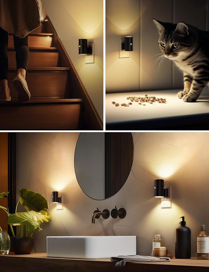 L LOHAS LED Motion Sensor Night Light Plug in, Motion Activated Night Light, 0-100LM Dimmable, 3000K Soft White, Motion Sensor Light Indoor for Bathroom Hallway Bedroom Stairway Kids Elderly, 2 Pack