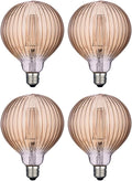 Light Bulbs, 4W Dimmable Decorative Large Unique Amber Globe G125 Edison LED Bulbs with Squirrel Cage Filament, E26 Medium Base, 2200K Warm Ambient Mood Lighting for Indoor Decoration, 4 Pack