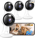 2K Cameras for Home Security, 5G & 2.4G WiFi Security Camera Indoor Outdoor for Baby Pet Dog Cat Nanny, 2-Way Audio, Color Night Vision, Siren, 24/7 Local Recording, IP65, Work with Alexa, K07-4P