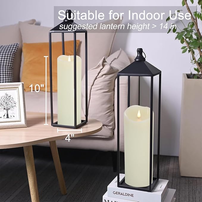 10" x 4" Large Flameless Candles with Remote Timer, Flickering 3D Moving Flame, Last 1000+ Hours, Real Wax Tall LED Pillar Candles Battery Operated for Indoor Home Decor, Ivory
