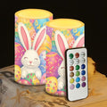 Easter Decorations Indoor Candles Rabbit Eggs Flameless Candles with Remote and Timer 2 Pack Battery Operated Easter Themed LED Candles for Festival Gift Home Room Decor
