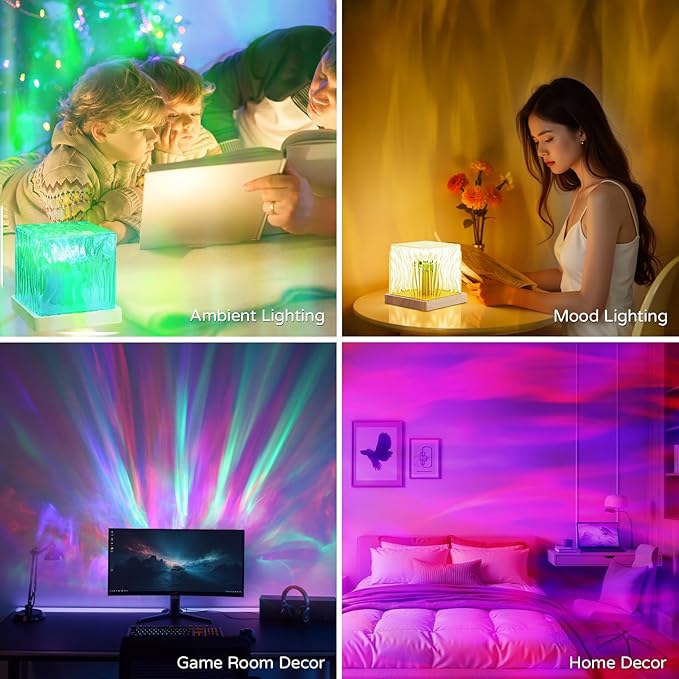 Northern Lights Projector Rechargeable, Aurora Light Projector Luminorthe Cube Lamp Mood Ambient Lighting with 16 Colors and Aurora Drift Effects for Room Decor Teen Girl Gifts Classroom - Cordless