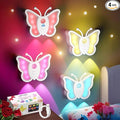LOFTEK Rechargeable Motion Sensor Light, 2 Color Modes, Dimmable RGB Ambient Lighting, Cute Butterfly Light for Kid's Bedroom, Bathroom, Hallway, Tent & Stairs - Ideal Home Decor & Gift, White of 4