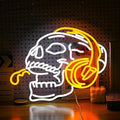Skull Headphone Neon Sign Headphone Neon Light for Wall Decor LED Dimmable USB Skull Light Up Sign for Boys Gaming Room Bedroom Man Cave Gifts for Men Neon Lamp Game Room Accessories Personalized Gift