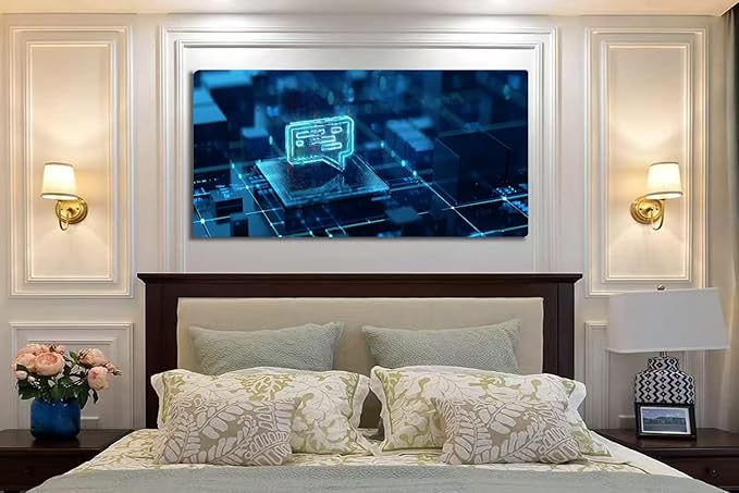 Wibinuki Wall Art Wall Decor Wall Paintings Future technologies in chbot development and utilision. AI based for Living Room Bedroom Bathroom Home Decor Can Be Hung Directly 20"x 40"