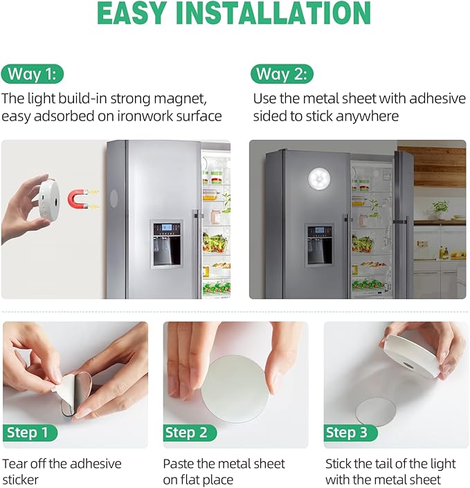 Lightbiz LED Closet Lights Wireless Motion Sensor Puck Light, Newest Version USB Rechargeable Dimmer Step Light with Remote, Night Safe Lighting for Under Cabinet, Kitchen, Hallway, Stairs (3 Pack)