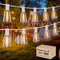 LED Outdoor String Lights 100ft ST38 White Waterproof Patio Lights with 50 Vintage Shatterproof Bulbs(3 Spare), Dimmable Outside Hanging Edison String Lights for Backyard Porch Balcony, Warm White