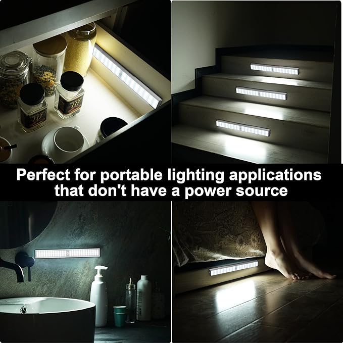 MOSTON Super Bright Rechargeable Closet Lights 78 LED Motion Sensor Night Lighting for Kitchen Cabinet,Under Counter.Built-in 2500mAh Battery Powered. Cordless Magnetic Lamp Stick on Anywhere