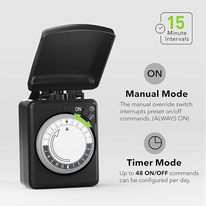BN-LINK Outdoor Mechanical Timer with Wireless Remote Control Outlet Timer
