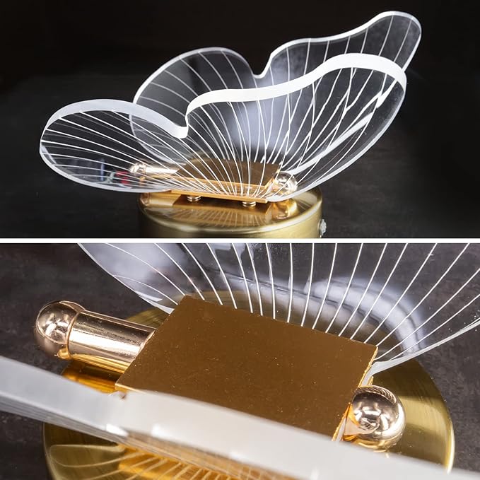 Chrasy 10W LED Wall Light Indoor, Modern LED Wall Sconce, Creative Acrylic Butterfly Wall Lamp with Golden Color Base for Bedroom Living Room Office Restaurant Hallway, 3 Color Temp Adjustable