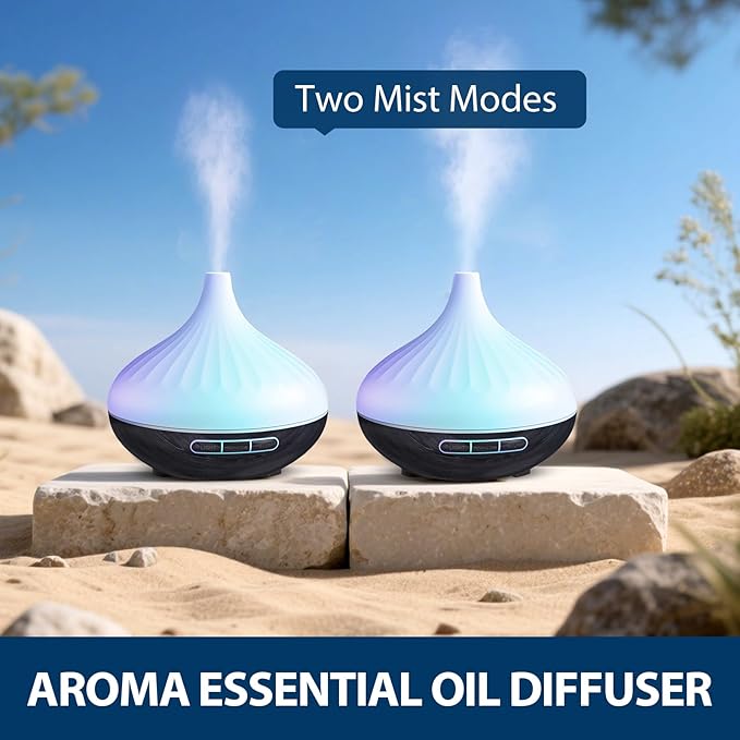 Essential Oil Diffuser 500ml, Ultrasonic Aromatherapy Humidifier with Remote Control, 7 LED Colors, Timer & Auto-Off, Diffuser for Large Rooms