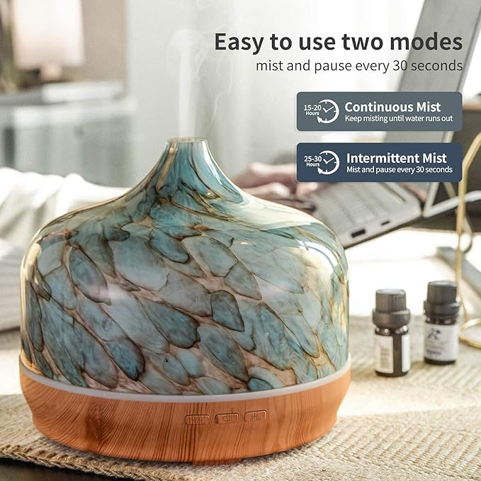 Porseme Giant+Blue Giant Essential Oil Diffuser 3D Glass Aromatherapy Ultrasonic Humidifier Cool Mist, Auto Shut-Off,Timer Setting, BPA Freefor Home Office Hotel Yoga Gym Leisure SPA Gift