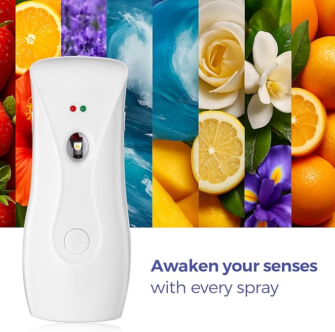 Automatic Air Freshener Dispensers (2-Pack), Aerosol Spray Machines, Wall Mounted or Freestanding, Adjustable Timer for Scent Release in Bathroom, Office, Commercial & Home – White