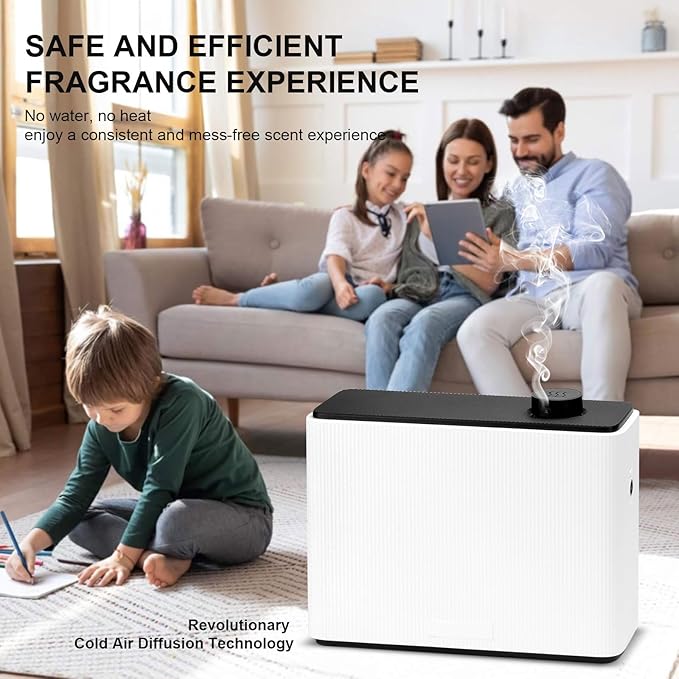 Scent Air Machine for Home, HVAC Scent Diffuser Cover Up to 4500 Sq. Ft, Fragrance Diffuser 1000ML, Waterless Cold Air Diffuser for Essential Oils for Large Room, Whole House, Business, Spa, White