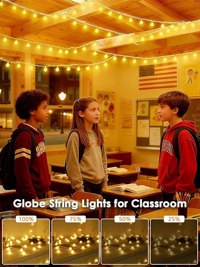 300LED Globe String Lights Indoor Outdoor for Bedroom, 108ft Warm White Fairy Lights Plug in with Remote, 8 Modes Waterproof Hanging String Light for Girl's Room Classroom Wedding Party Wedding Decor
