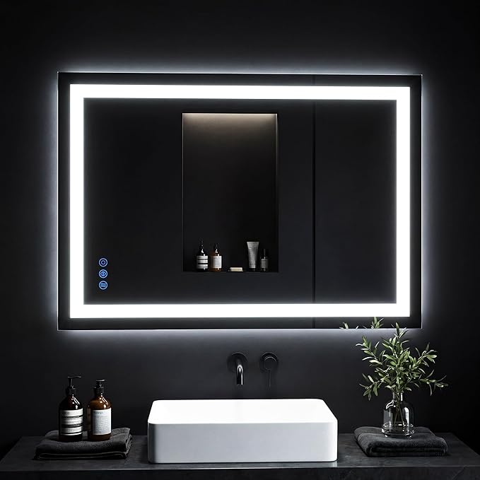 LED Bathroom Mirror, 30"x36" with Frontlit and Backlit Anti-Fog Mirror with Lights LED Vanity Mirror for Bathroom 11 Colors Temperature & Dimmable Bathroom Mirror with HD Tempered Glass