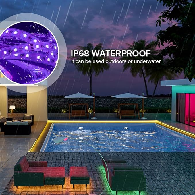 BTF-LIGHTING IP68 Waterproof Outdoor RGBW LED Strip 5050SMD RGB+Warm White(3000K-3500K) 4 Color in 1 DC12V 16.4ft 5m 60LED/m Multi-Colored Light White PCB Can Work Outdoor(No Adapter or Controller)