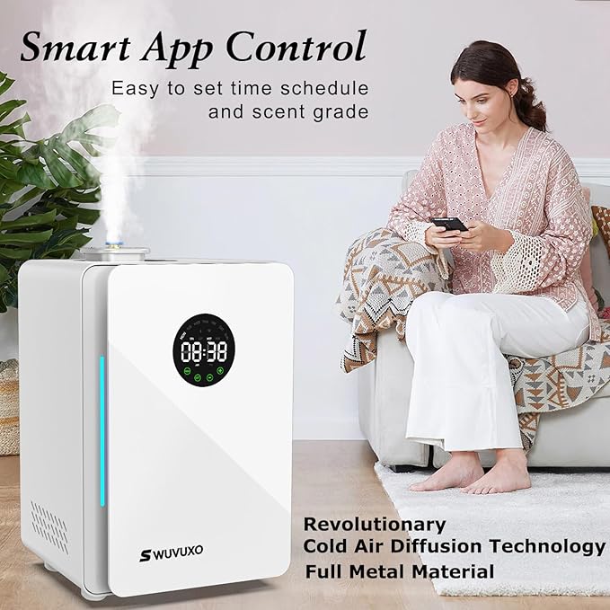 Hotel Scent Diffuser with Power Cold Air Technology, HVAC Scent Diffuser Cover Up to 3000 Sq. Ft, Aroma Scent Air Machine for Home | Commercial Waterless Aromatherapy Diffuser for Large Room - White