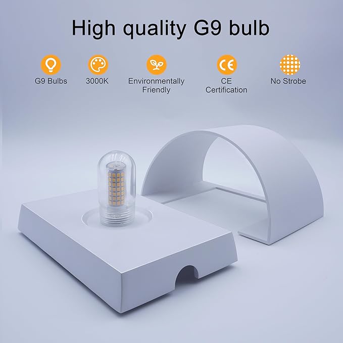 KICAAO Modern LED Wall Sconce,Warm White 3000K,Hardwired Indoor Outdoor Wall Lights Set of 2 Up and Down Wall Mount Light for Living Room Bedroom Hallway Corridor Conservatory(with G9 Bulbs) (White)