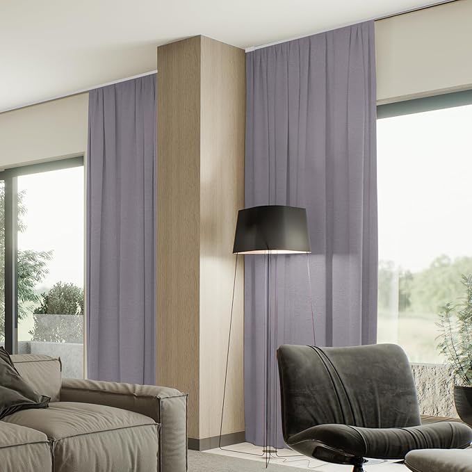 SmartWings Automatic Curtain Opener with Drapery, Motorized Vertical Blinds with Remote, Electric Closet Doors Sliding Panels Compatible with Alexa Google Homekit, 93% Blackout Light Purple