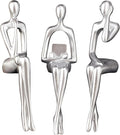 XINXAUN Silver Statue Home Decor - Modern Bookshelf & Desk Decor - 3 Piece Set