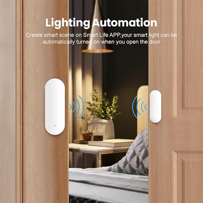 WiFi Door Window Sensor: Smart Contact Sensor with App Alerts, Door Open Detector Compatible with Alexa Google Assistant, Entry Detector Sensor for Home Security and Home Automation (2-Pack)