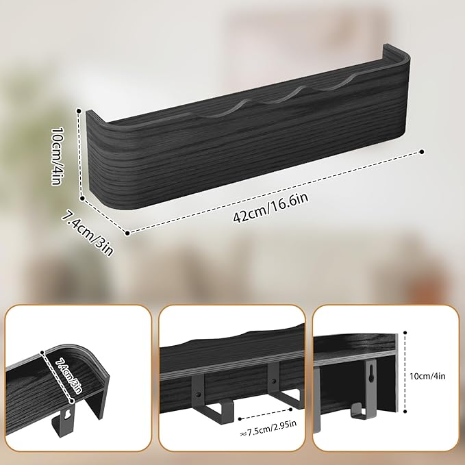 Coat Rack Wall Mount Entryway Organizer Modern Key Holder Wall Mount with Wooden Shelf Entryway Hooks for Bedroom Kitchen Hallway Bathroom for Hanging Coats Hats Dog Leashes Bags Towels
