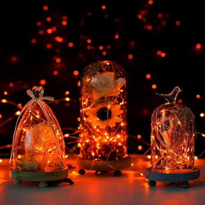 ANJAYLIA Orange String Lights Fairy Lights 10Ft 30 LEDs Twinkle Lights for Party, Halloween, Thanksgiving, Christmas Decoration