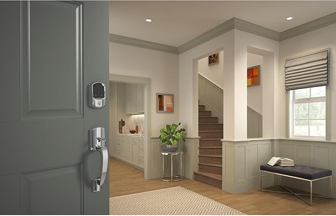 Schlage Encode Smart Wi-Fi Deadbolt Lock with Touchscreen Keypad, Keyless Front Door Entry, App Control, Alexa, Google Home and Airbnb Compatible, Bright Chrome, BE489WB GRW 625