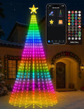 Popotan Smart RGB Christmas Cone Tree, 7FT 295 LED Lighted Christmas Tree App Control, Color Changing Outdoor Christmas Tree with Lights, Prelit Xmas Tree Music Sync Waterproof for Indoor Outdoor