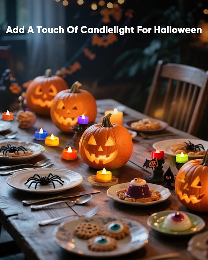 Amagic 30 Pcs Multi Color Changing Tea Lights Battery Operated, 7-Color Changing LED Holiday Candles, 200+ Hours Long Lasting Fake Candle for Halloween, Pumpkin, Ofrenda, Christmas, Party, Home Decor