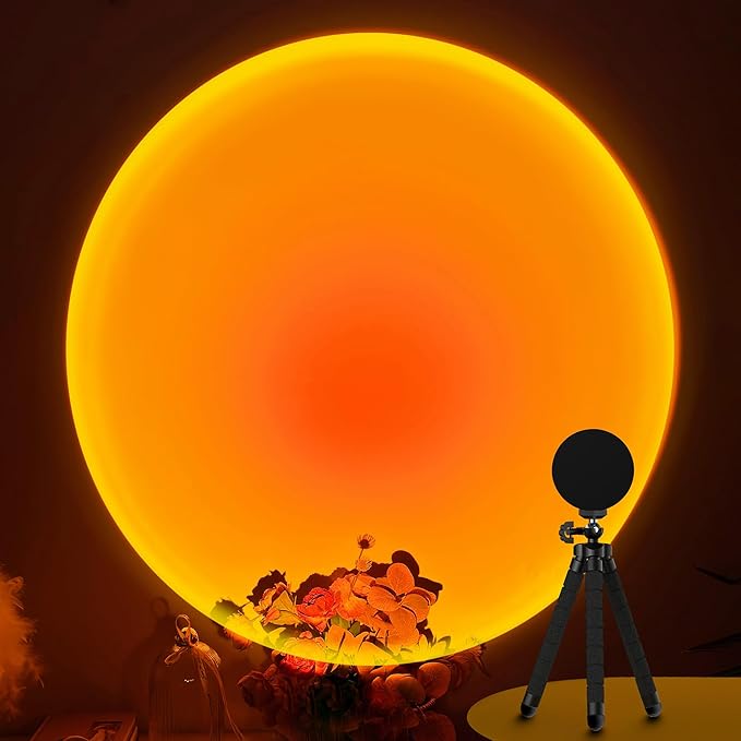 Sunset Lamp Projector,360 Degree Rotation Sun Lamp Led Night Light with USB Port,Sunset Lamp for Room Decor, Photography,Tiktok Live,Christmas Gifts for Women